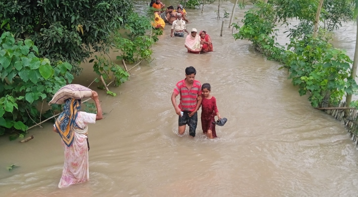 টানা বৃষ্টিতে দিনাজপুরের নিম্নাঞ্চল প্লাবিত